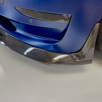 Model 3 Razzo Aero Front Lip (3 Pieces with 2 Flanges).- Real Molded Carbon Fiber