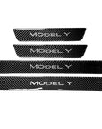 Model Y Door Sill Covers Front & Rear (1 Pair) - Flexible Urethane Carbon Fiber