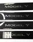 Model Y Door Sill Covers Front & Rear (1 Pair) - Flexible Urethane Carbon Fiber