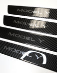 Model Y Door Sill Covers Front & Rear (1 Pair) - Flexible Urethane Carbon Fiber