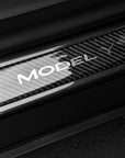 Model Y Door Sill Covers Front & Rear (1 Pair) - Flexible Urethane Carbon Fiber