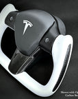 Model 3 & Y Rounded Base Heated Yoke Steering Wheel - Real Molded Carbon Fiber Handle Inlays