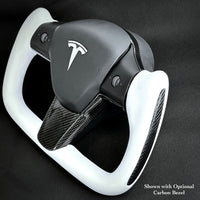 Model 3 & Y Rounded Base Heated Yoke Steering Wheel -Real Molded Carbon Fiber Handle Inlays