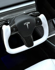 Model 3 & Y Rounded Base Heated Yoke Steering Wheel - Real Molded Carbon Fiber Handle Inlays