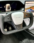 2021+| Model S & X "Honking Airbag" Yoke Steering Wheel Upgrade, TESLA Factory Original Resurfaced with Soft Napa Leather & Fully Heated
