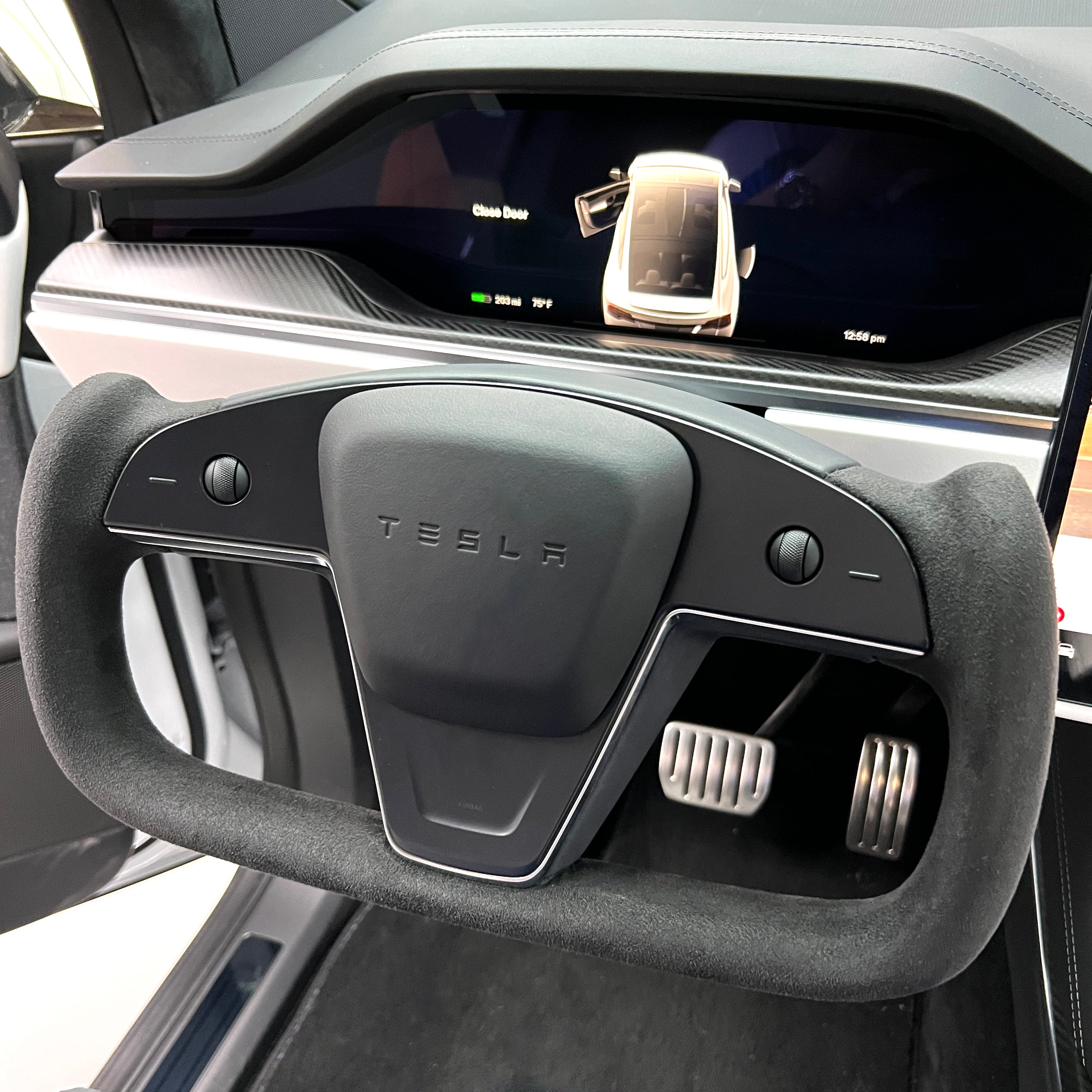 2021 2024 Model S X Yoke Steering Wheel Upgrade TESLA Factory Original Resurfaced with Soft Napa Leather Fully Heated
