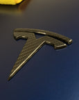 Model Y T Logo Overlay (4 Pieces) Front & Rear - Real Molded Carbon Fiber