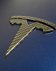 Model Y T Logo Overlay (4 Pieces) Front & Rear - Real Molded Carbon Fiber