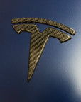 Model Y T Logo Overlay (4 Pieces) Front & Rear - Real Molded Carbon Fiber