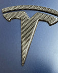 Model Y T Logo Overlay (4 Pieces) Front & Rear - Real Molded Carbon Fiber