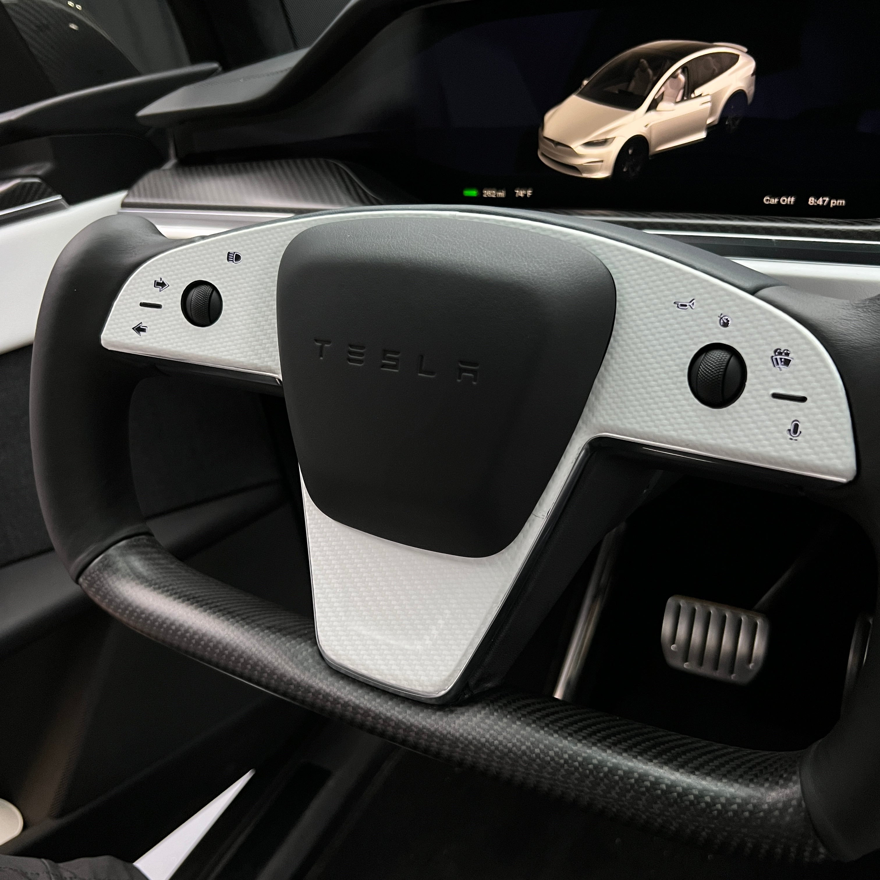 Hand Stitch Dark GP27 Gray 9002 Alcantara Steering Wheel Cover Wrap  for Tesla Model S Yoke 2021-2023 Model X 2021-2023 
