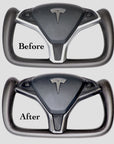 2012-2020 Model S & X Steering Wheel Bezel Overlay - Real Molded Carbon Fiber