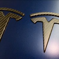 Model 3 T Logo Overlay (4 Pieces) Front & Back - Real Molded Carbon Fiber