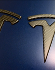 Model Y T Logo Overlay (4 Pieces) Front & Rear - Real Molded Carbon Fiber