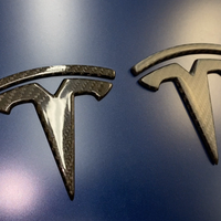 Model 3 T Logo Overlay (4 Pieces) Front & Back - Real Molded Carbon Fiber