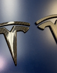 Model Y T Logo Overlay (4 Pieces) Front & Rear - Real Molded Carbon Fiber