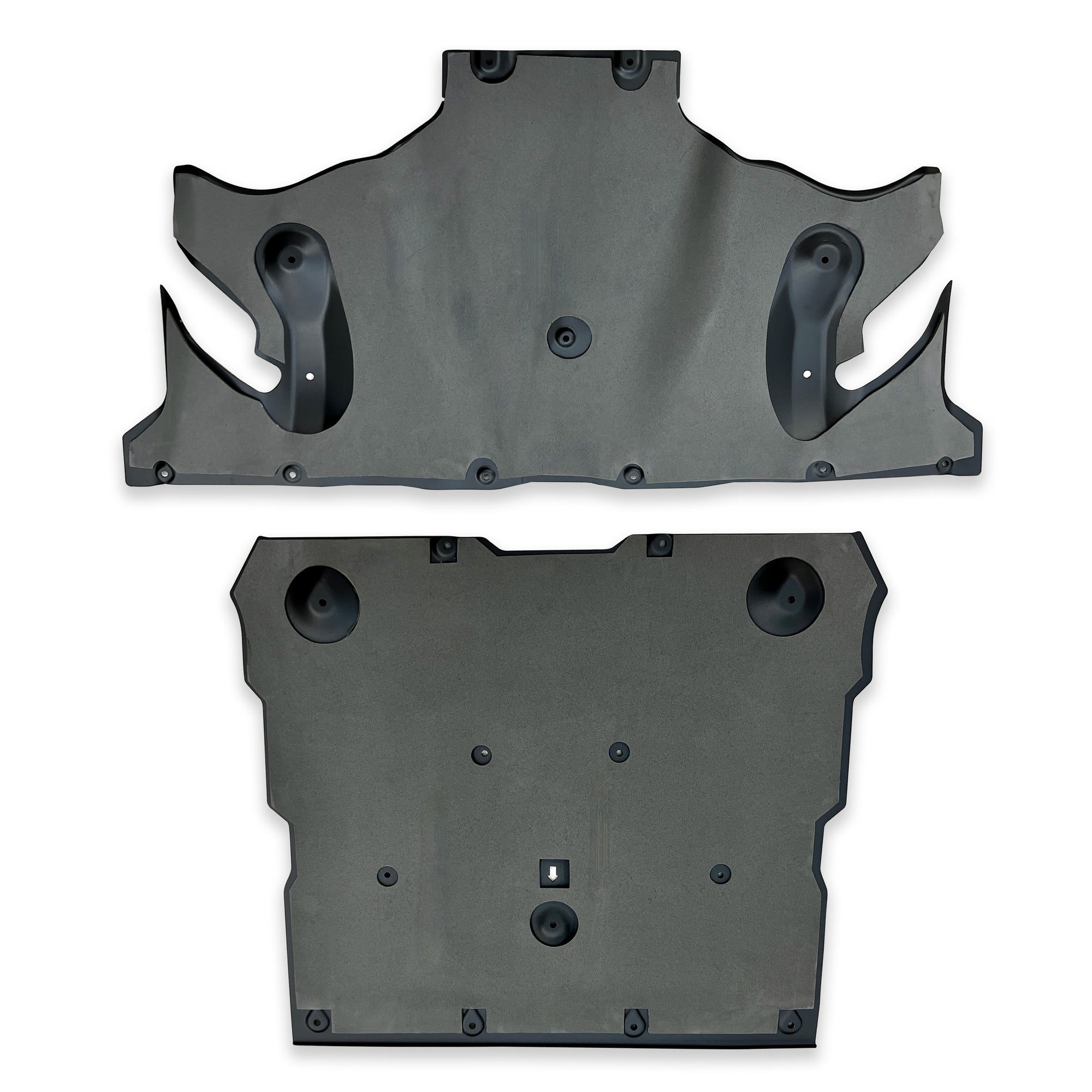Model Y Skid Plates - Hydroformed Aluminum with Road Noise Reducing Urethane Insulation