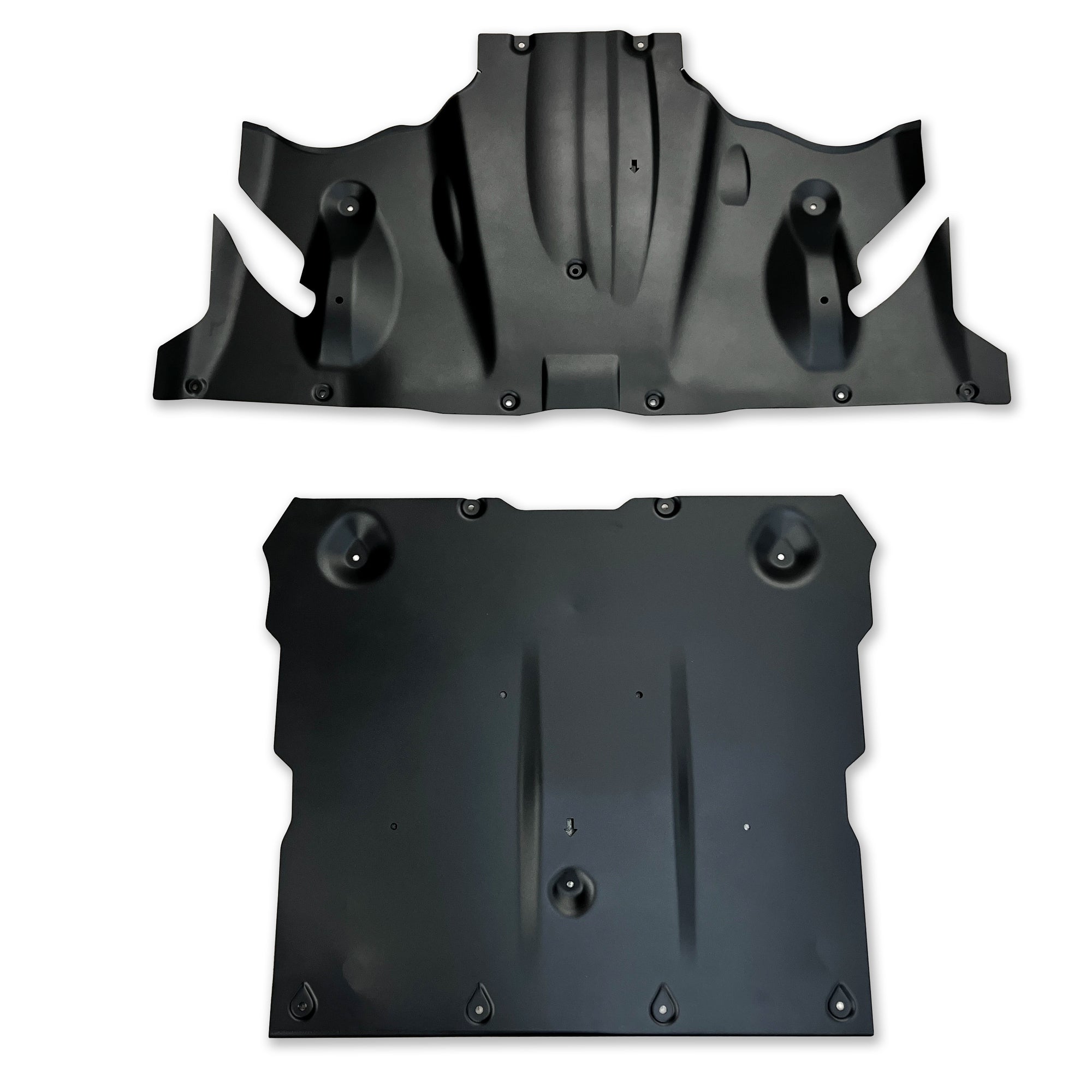 Model Y Skid Plates - Hydroformed Aluminum with Road Noise Reducing Urethane Insulation