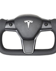 Model 3 & Y Rounded Base Heated Yoke Steering Wheel - Real Molded Carbon Fiber Handle Inlays