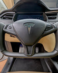 2012-2020 Model S & X Steering Wheel Bezel Overlay - Real Molded Carbon Fiber