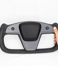 2021+| Model S & X "Honking Airbag" Yoke Steering Wheel Upgrade, TESLA Factory Original Resurfaced with Soft Napa Leather & Fully Heated