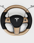 Model 3 & Y Steering Wheel Overlay (3 Piece) - Real Open-Pore Wood Veneer