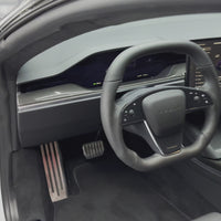 2021-2023 Model S & X Sport Steering Wheel Horizontal Top & Bottom - Ebony Decor Wood Matching