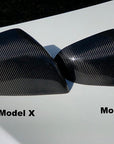 Model X Side View Mirror Overlays (1 Pair) - Real Molded Carbon Fiber
