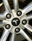 Model S, 3, X & Y Center Wheel Hub Outer T Vinyl Decal Wrap (5 Piece)