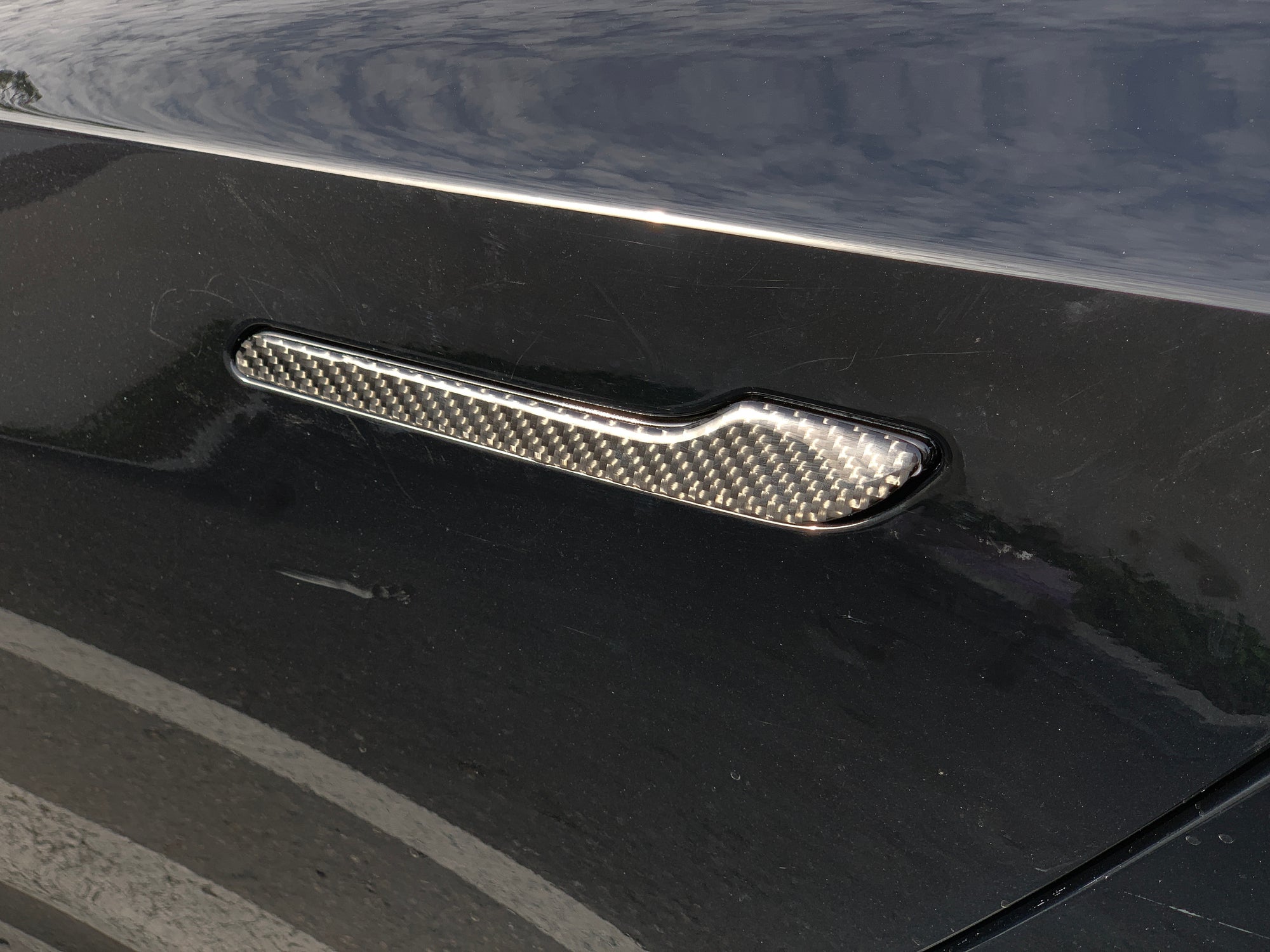 Model 3 & Y Door Handle Overlay - Flexible Urethane Carbon Fiber