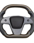 2021-2023 Model S & X Sport Steering Wheel Horizontal Top & Bottom - Ebony Decor Wood Matching
