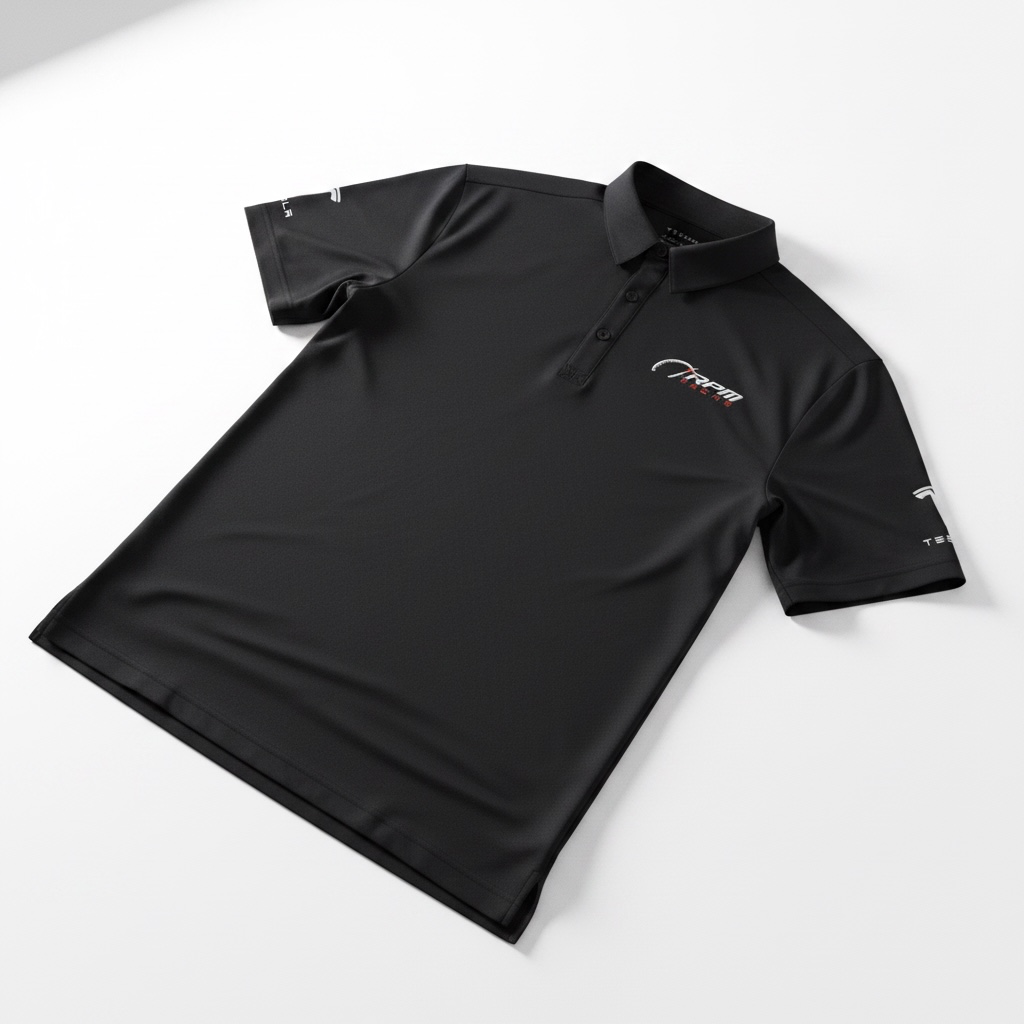 RPM Tesla Premium Studio Polo - RPM Chest &amp; Tesla Sleeve Logo - Black or White