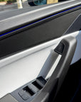 2026+ | Model Y Juniper Refreshed "Plain Weave" Performance Look Door Panel Trim Overlays - Real Dry Molded Carbon Fiber