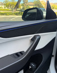 2026+ | Model Y Juniper Refreshed "Plain Weave" Performance Look Door Panel Trim Overlays - Real Dry Molded Carbon Fiber
