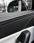 2026+ | Model Y Juniper Refreshed "Plain Weave" Performance Look Door Panel Trim Overlays - Real Dry Molded Carbon Fiber