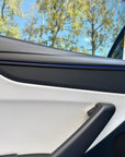 2026+ | Model Y Juniper Refreshed "Plain Weave" Performance Look Door Panel Trim Overlays - Real Dry Molded Carbon Fiber