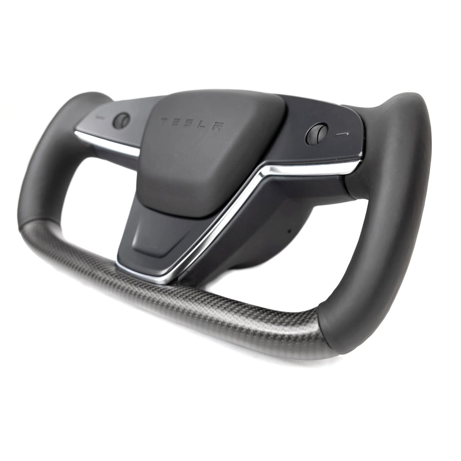 2021-2023 | Model S & X Yoke Heated Steering Wheel - Real Molded Carbon Fiber