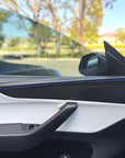 2026+ | Model Y Juniper Refreshed "Plain Weave" Performance Look Door Panel Trim Overlays - Real Dry Molded Carbon Fiber