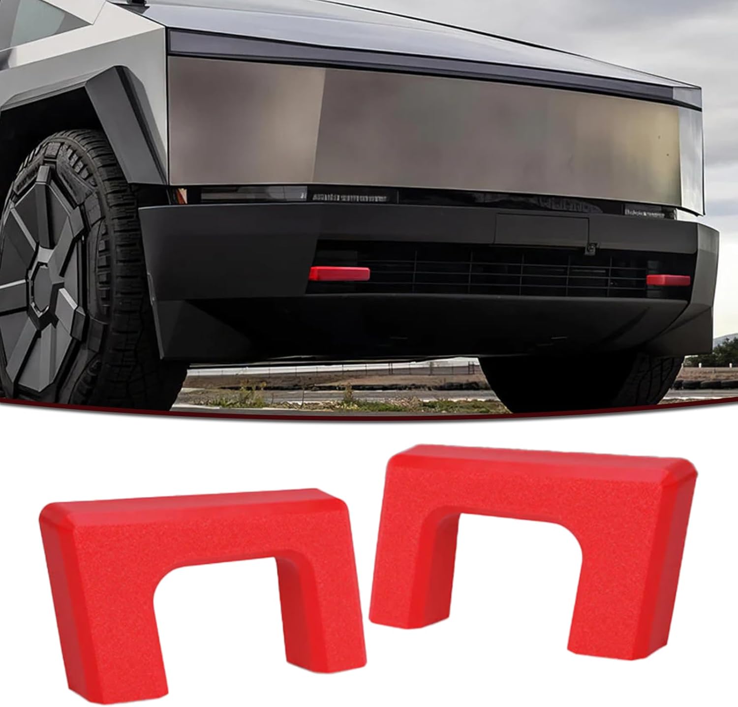 Cybertruck Trailer Hook Protective Cover (1 Pair) - Red Silicone