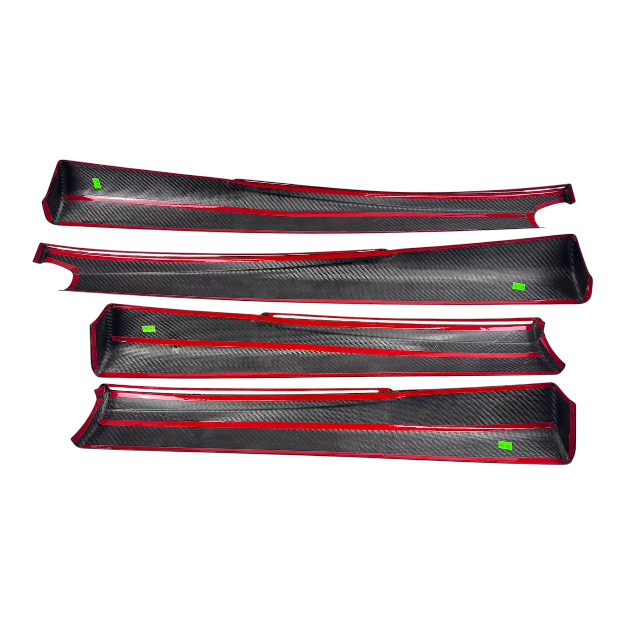 2026+ | Model Y Juniper Refreshed Full Upper Oversized Extended Front &amp; Rear Door Panel Overlays (4 Pieces) - Real Dry Molded Carbon Fiber