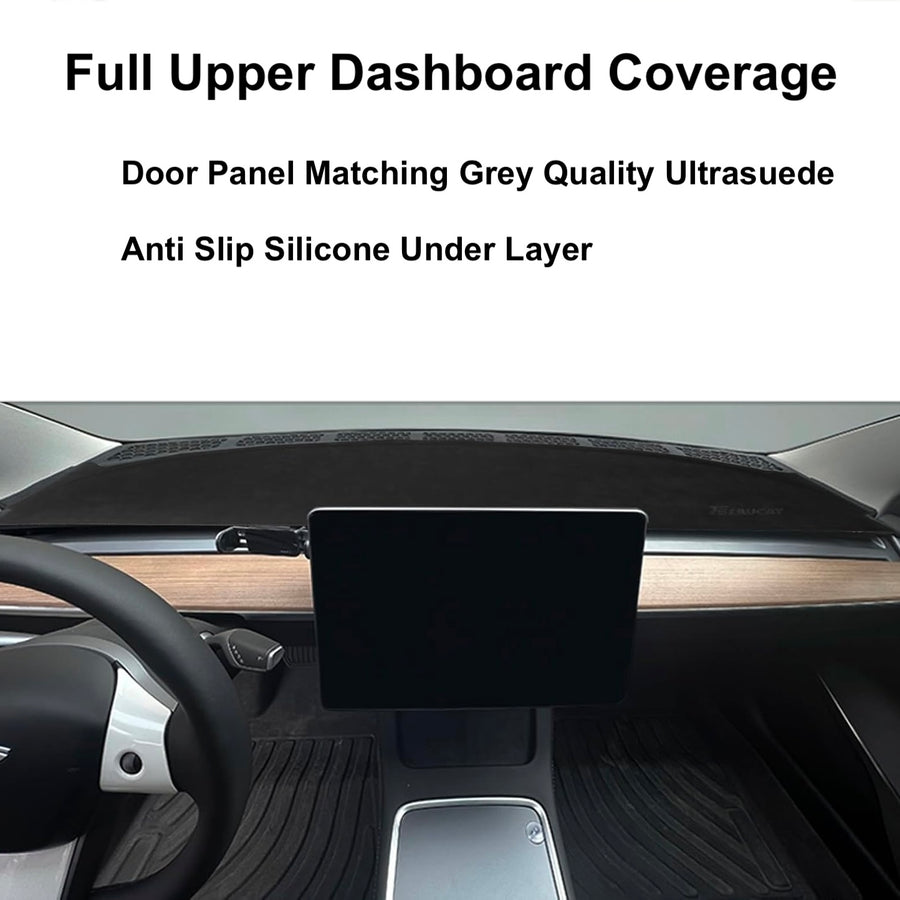 Model 3 & Y Dashboard & Air Vent Cover - Door Panel Matching Grey Alcantara