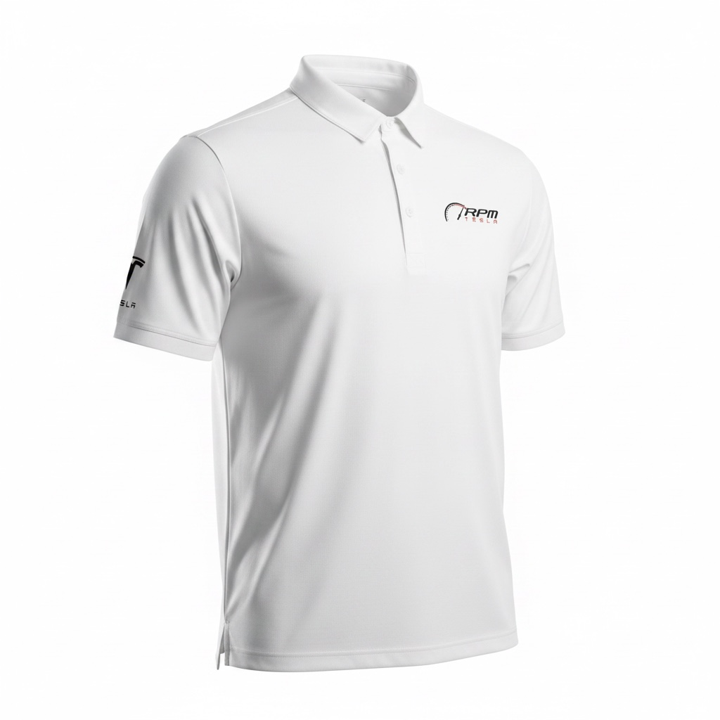 RPM Tesla Premium Studio Polo - RPM Chest &amp; Tesla Sleeve Logo - Black or White