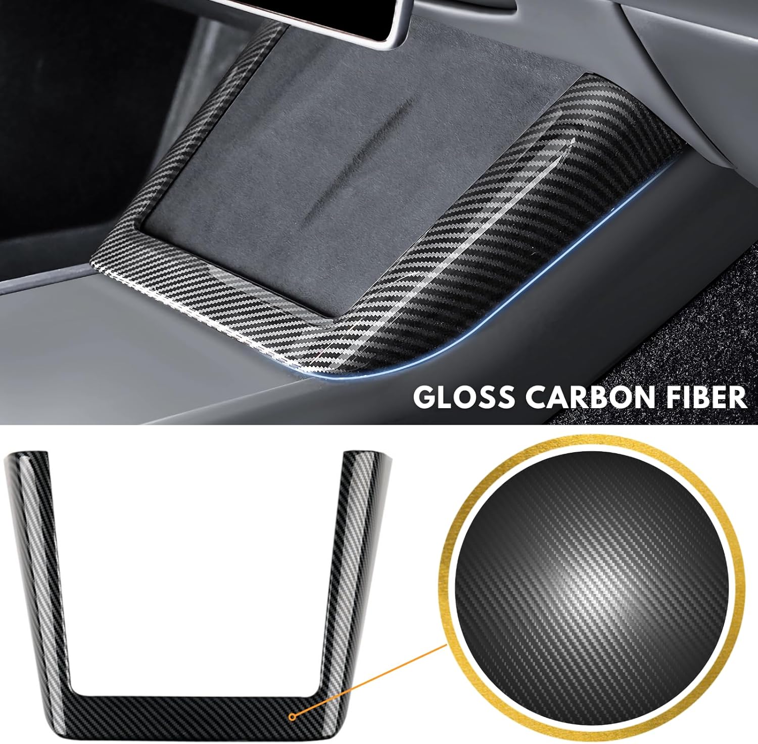 2024+ | Model 3 Highland Refreshed Wireless Charger Frame Cover ABS Plastic - Hydro Carbon Fiber Coated