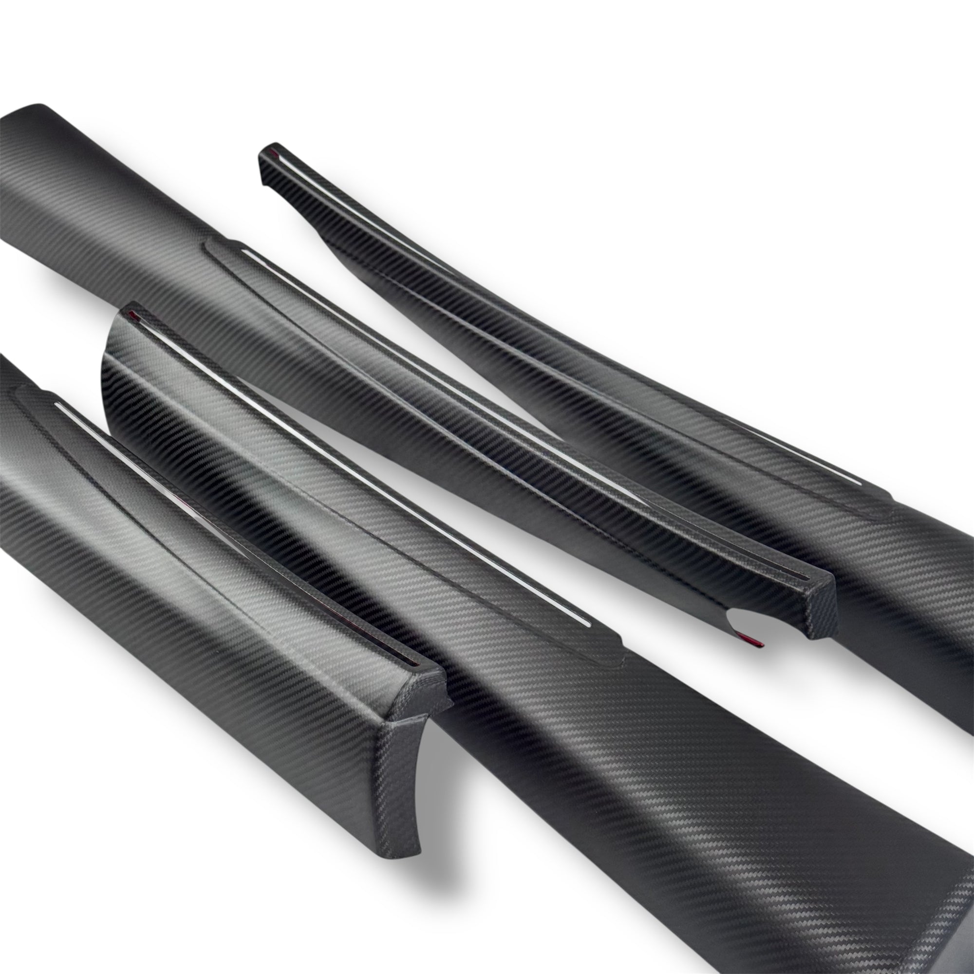 2026+ | Model Y Juniper Refreshed Full Upper Oversized Extended Front &amp; Rear Door Panel Overlays (4 Pieces) - Real Dry Molded Carbon Fiber