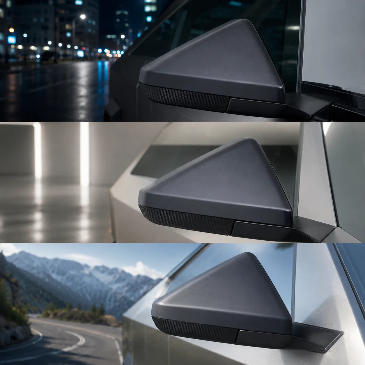Cybertruck Lower Side View Mirror Overlay Cap Covers - Real Dry Molded Carbon Fiber