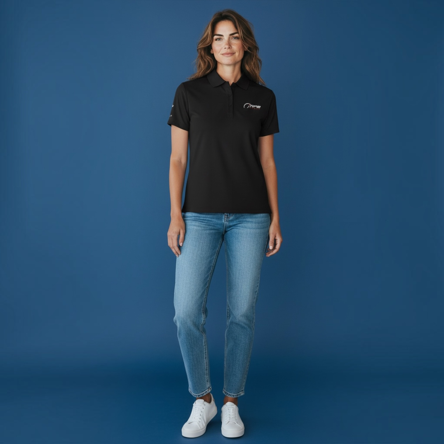 RPM Tesla Premium Studio Polo - RPM Chest &amp; Tesla Sleeve Logo - Black or White