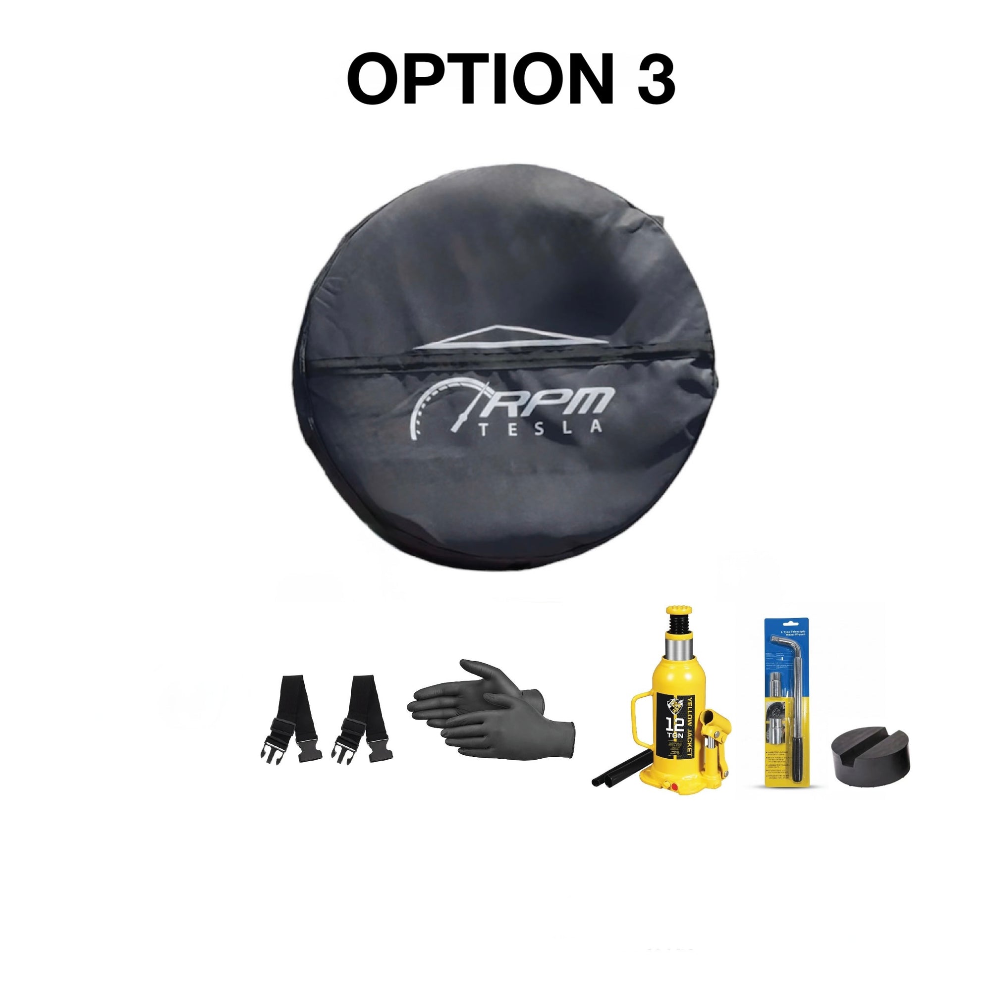 Cybertruck Spare Wheel &amp; Tire Kit with Cover, Strap, Tool Kit &amp; Hydraulic Jack