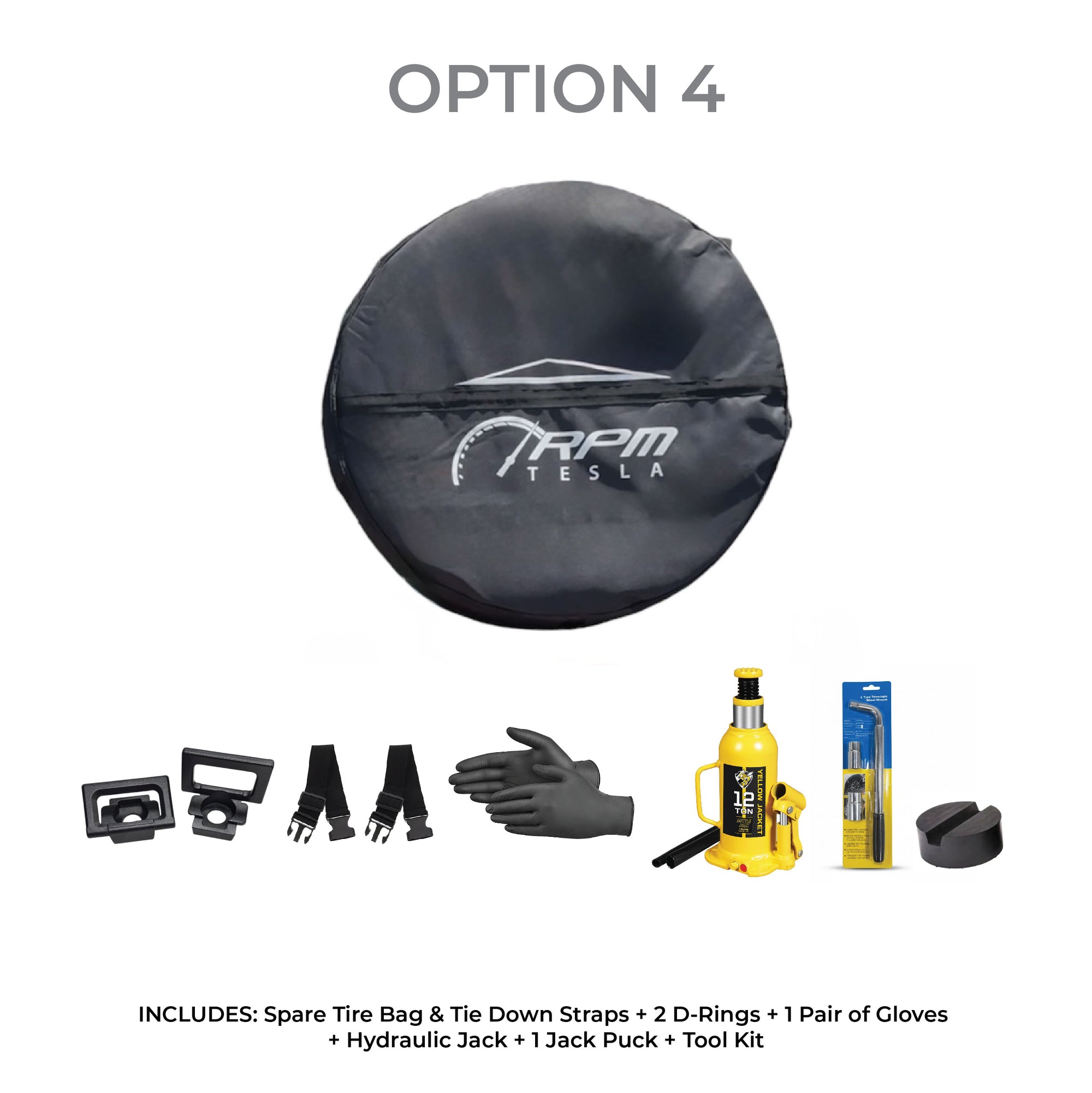 Cybertruck Spare Wheel &amp; Tire Kit with Cover, Strap, Tool Kit &amp; Hydraulic Jack