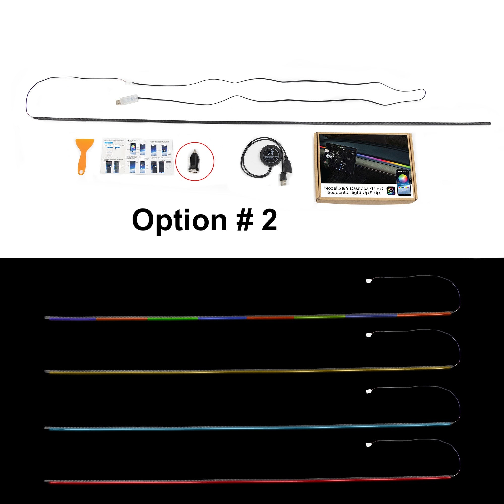 Model 3 &amp; Y Dashboard LED Sequential Light Up Strip