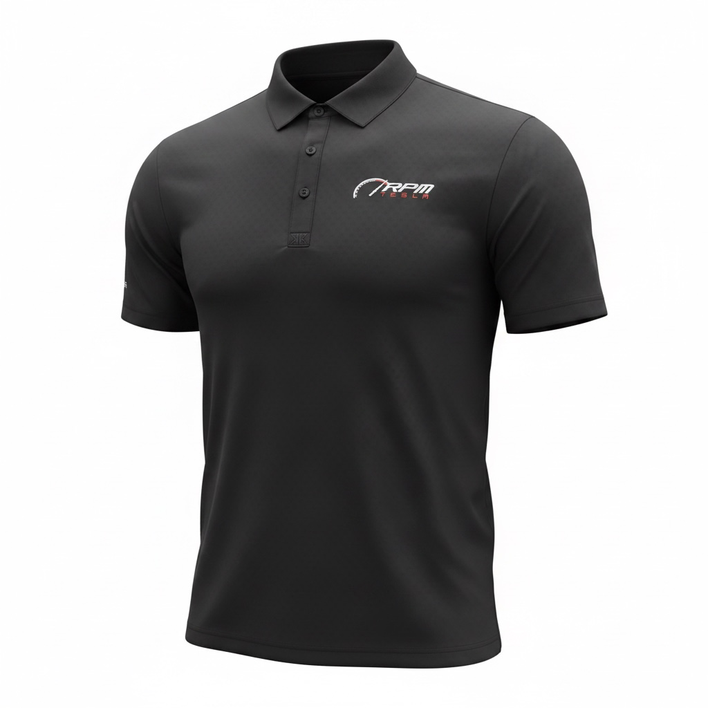 RPM Tesla Premium Studio Polo - RPM Chest &amp; Tesla Sleeve Logo - Black or White